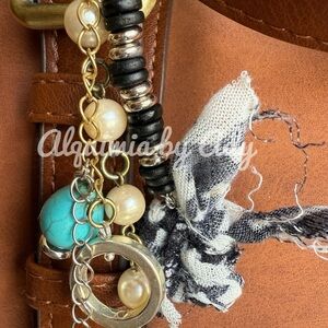 Elegant Key Charm fabric tassel with Black and Turquoise drop Accents